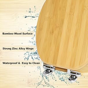 Bamboo Toilet Seat with Lid Quick Releas