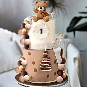 Bear Cake Decoration Beige Brown Balls Cake Topper Boho Bears Cake Cake Decoration Baby Shower