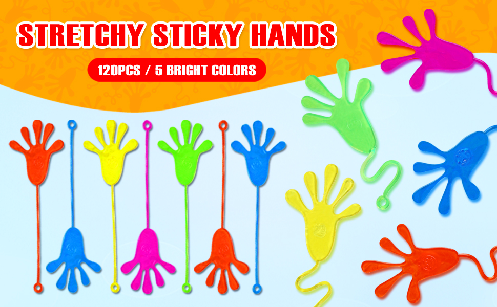 120 Pack Sticky Hands for Kids, Party Favors for Kids 48 812 Small Stretch Fidget