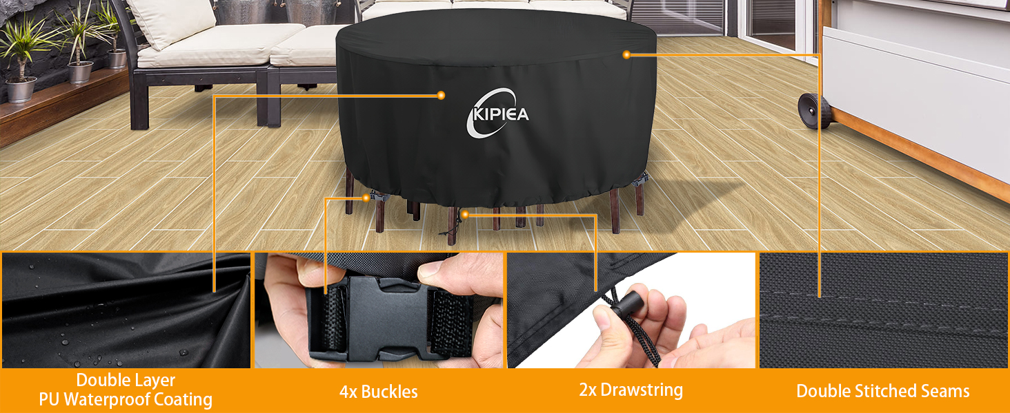 Kipiea Round Patio Furniture Cover, Patio Furniture Covers Waterproof