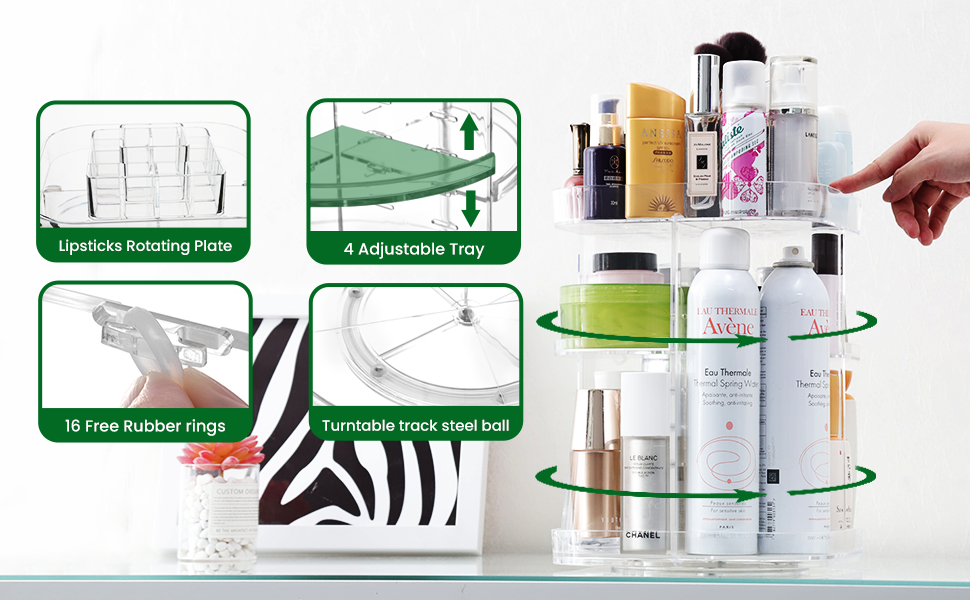 360 degree rotation square cosmetic storage A+3