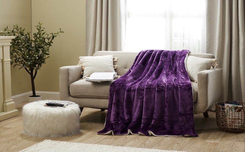 BELADOR Sherpa Fleece Blanket for Bed King Size 108x90