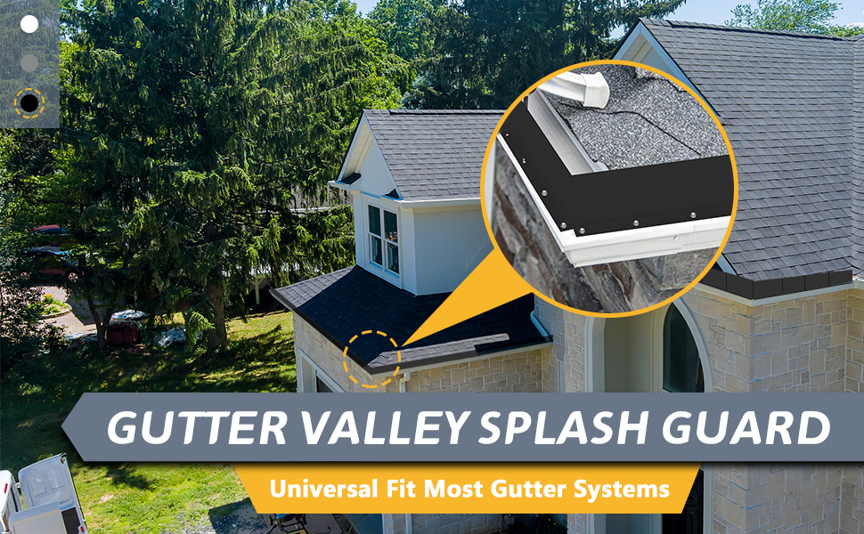 Flamorrow 6 Pack Aluminum Gutter Valley Splash Guards, Rainwater