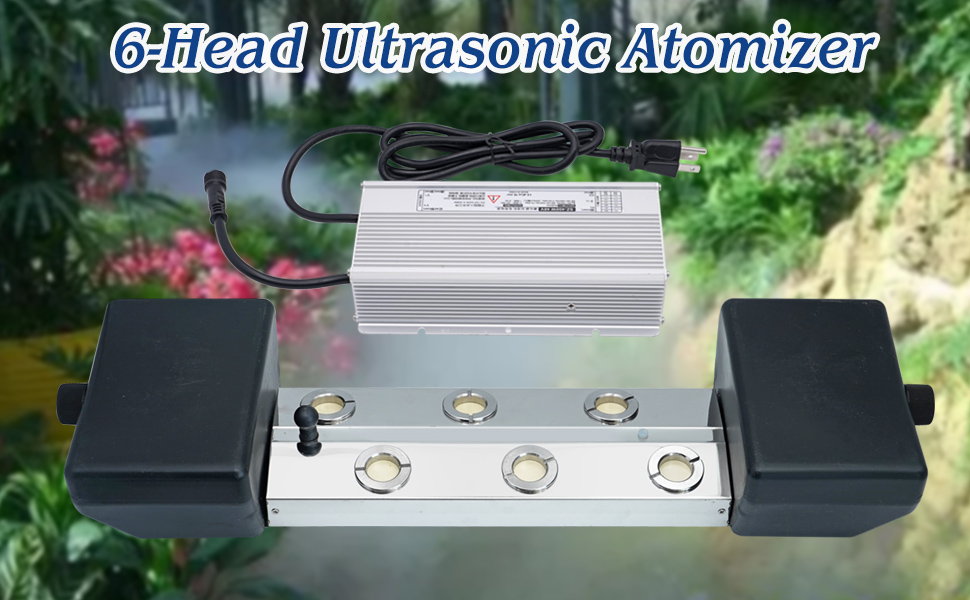 HHNIULI 6 Head Ultrasonic Mist Marker Fogger Machine with Waterproof Power Supply