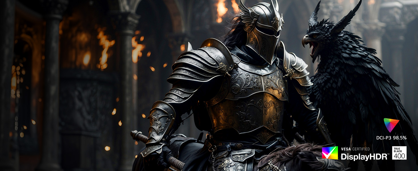 Scène de jeu ou de divertissement sombre et atmosphérique montrant des silhouettes sur fond d'éclairage spectaculaire.