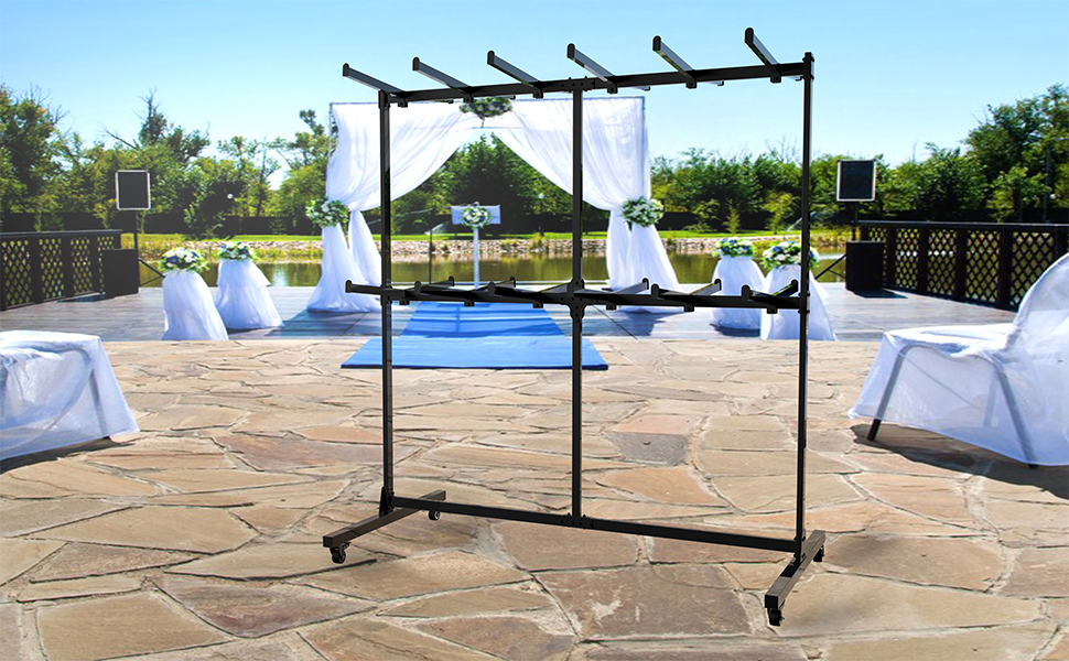 Double Layer Folding Table Chair Cart, Mobile Chair Dolly