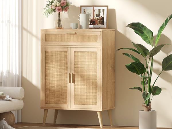 Amazon.com: Rovaurx Rattan Floor Storage Cabinet with 2