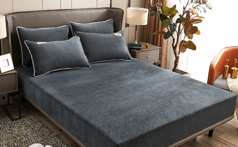 Velvet Fitted Sheet 90 x 200 cm Warm Winter Terry Cloth Fitted Sheets