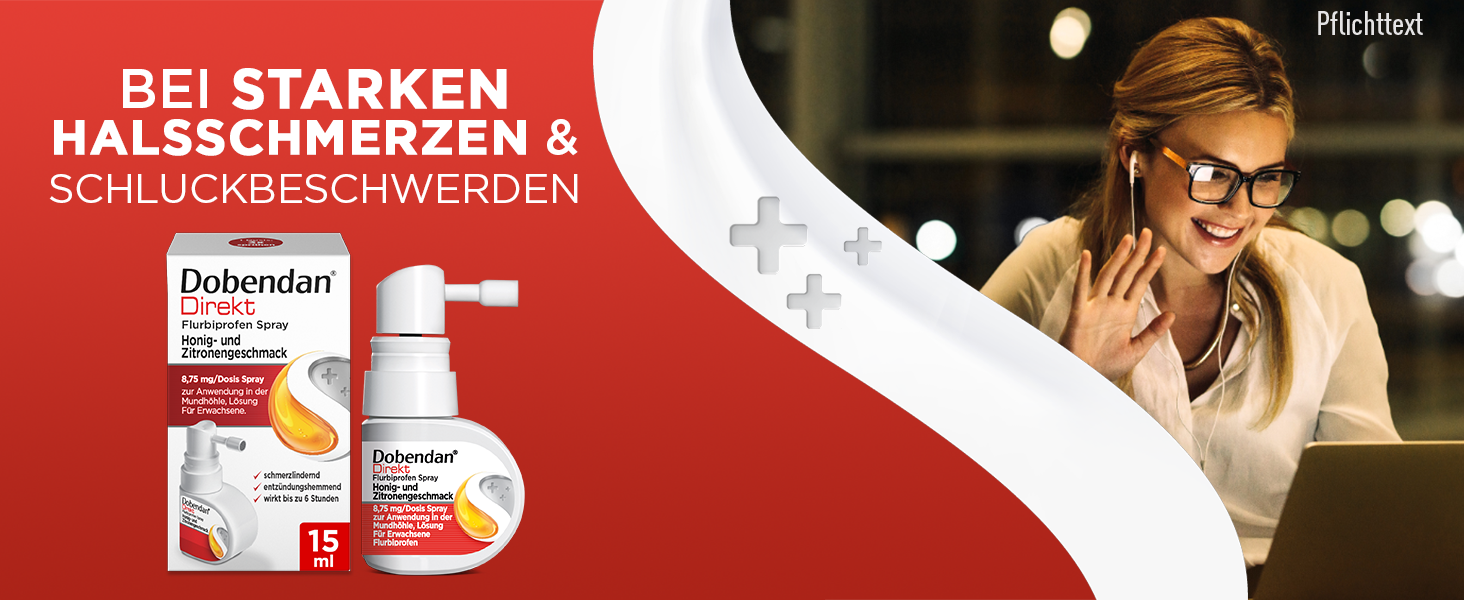 Dobendan Direkt Spray Honig & Zitronengeschmack, Bei Starken Halsschmerzen und Schluckbeschwerden