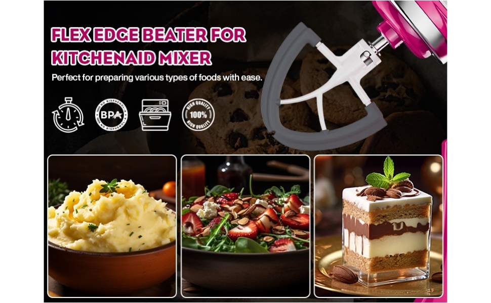 Flex Edge Beater for Kitchenaid Mixer, Paddle for