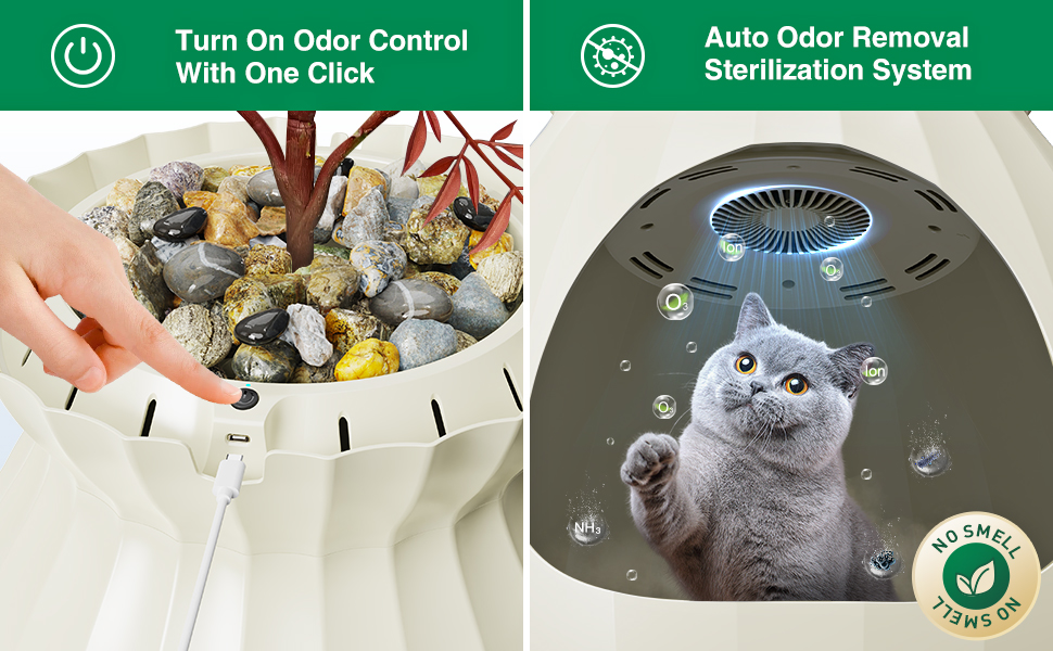 Plant Litter Box, Smart Odor Removal Sterilization, Hidden