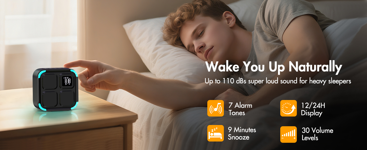 up to 110 dBs super loud alarm is great for heavy sleepers such as teenagers, adults and senoirs