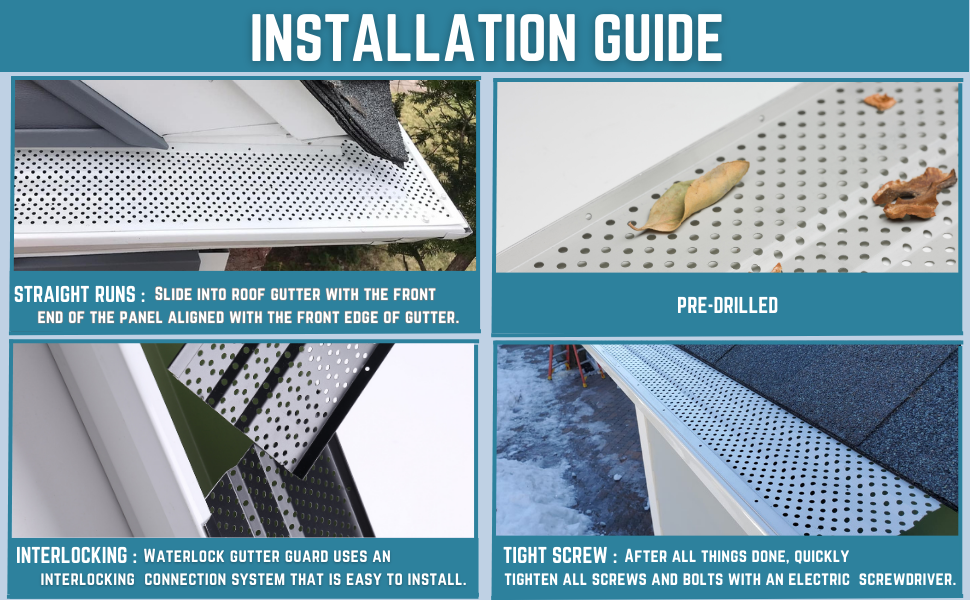 Waterlock 6" Gutter Guards Leaf Protection, Domestic Aluminum Gutter Covers 6 Inch (200 Feet