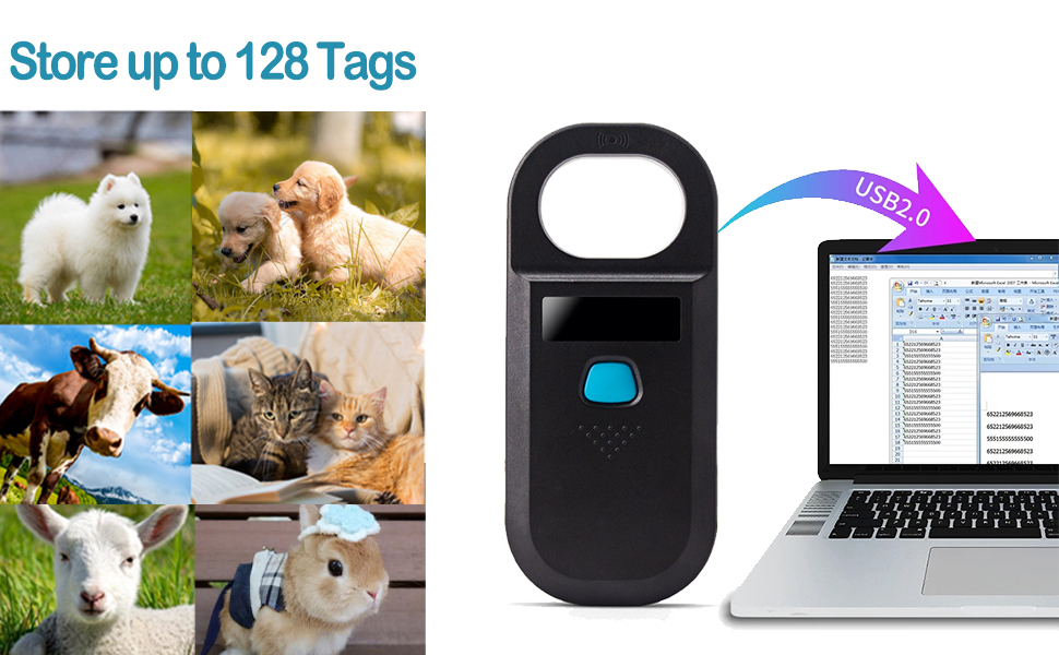 Tbeciuq Pet Microchip Scanner Rechargeable RFID EMID Micro