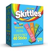 Skittles Singles To Go Tropical Flavors Variety Pack, Powdered Drink Mix, Includes 4 Flavors, Str...