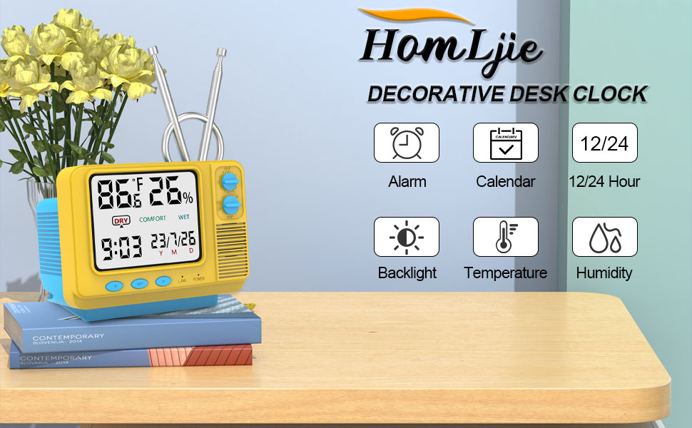 Digital Desk Clock with Temperature & Humidity Decor