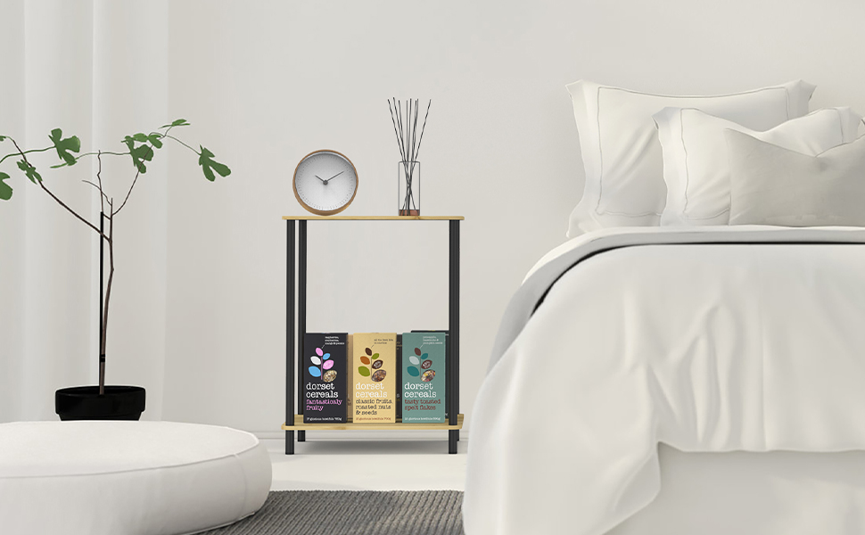 ABQ Nightstands Set of 2, 2Tier Small Side Table for Small
