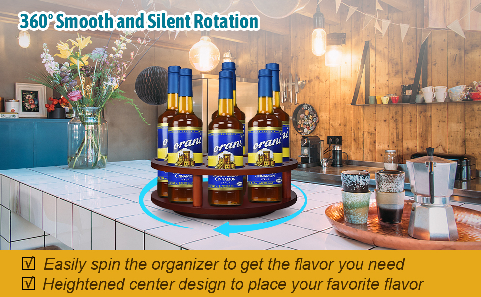 Coffee Syrup Organizer 9 Bottles 360° Rotating Coffee