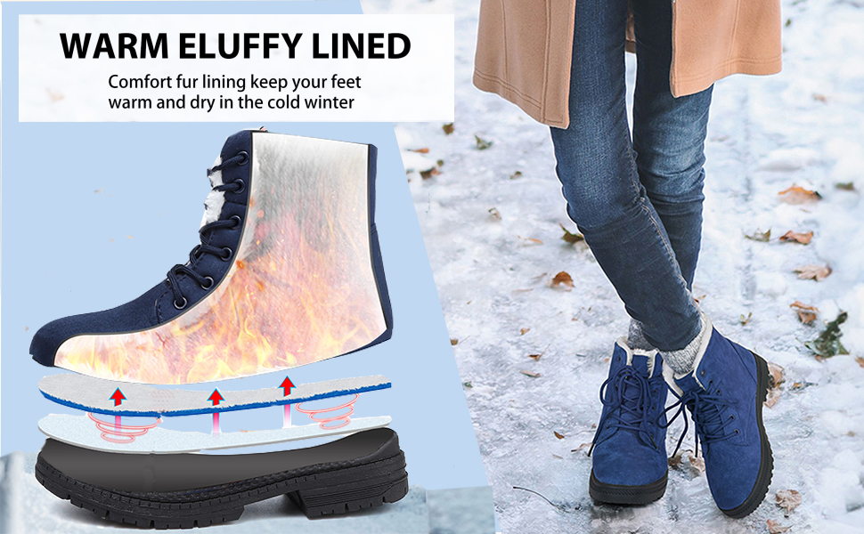 Thick warm fur lined blocks the cold air, keep your feet super warm and comfortable in cold days