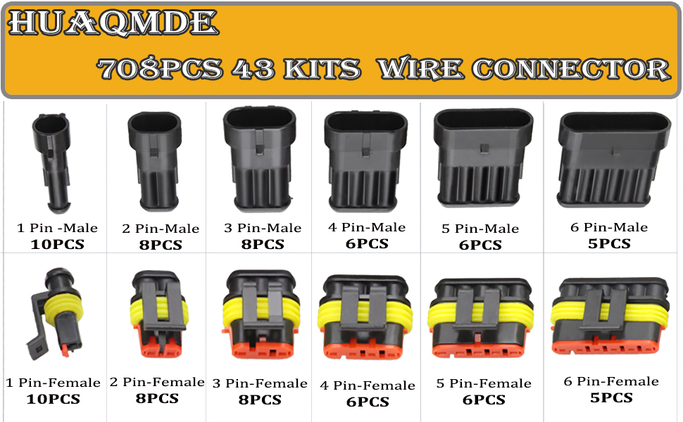 708pcs 43 Kits Waterproof Automotive Wire Electrical