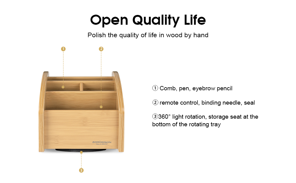ZORVIDSON rotating desk organizer Wooden Pen Holder 5.94