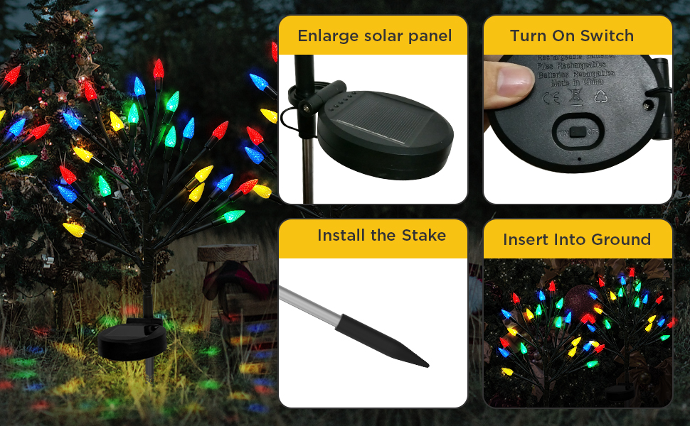 XGiftKey Christmas Outside Decorations Solar Pathway Lights2PACK