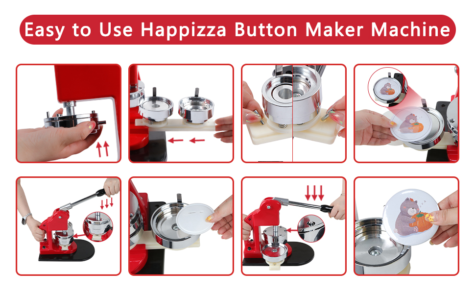 Happizza Button Maker Machine Multiple Sizes, Button Pin