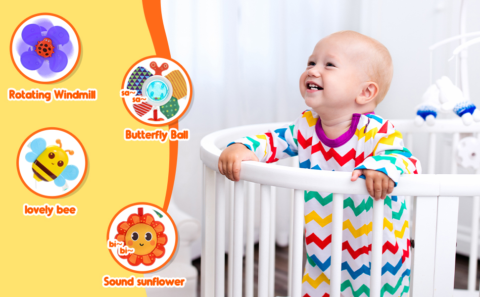 HappyKidsClub Baby Toys 0-12 Months, Baby Pram Toys Baby Essentials for Newborn Pushchair & Pram Toys Baby Boy Girl Gifts Newborn Baby Boy Girl Toys Christmas Xmas Gifts for Kids 17 Baby Essentials for Newborn