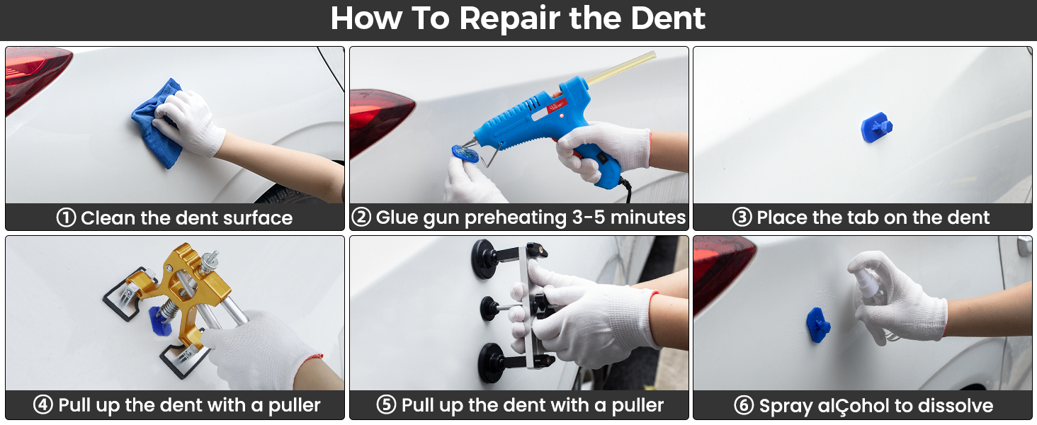 use dent lifter to repair the car dent