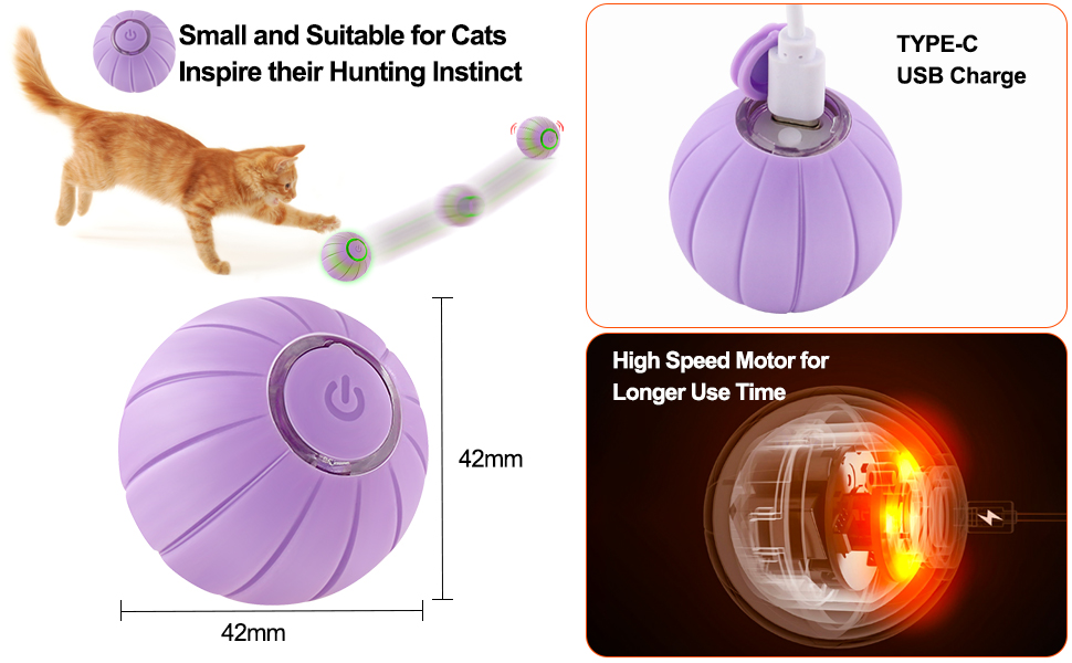 Interactive Cat Ball Toys, Intelligent Motion Activated Automatic Rolling Bouncing Ball Toys for