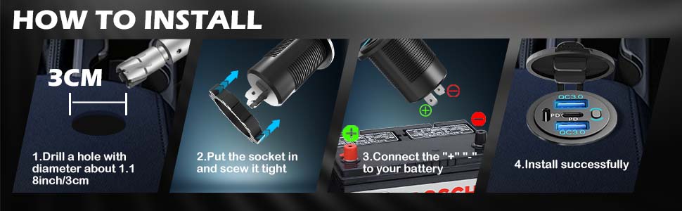 12V USB Outlet C Car Charger