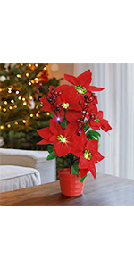 Pre-Lit Artificial Poinsettias