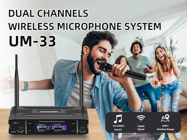 Amazon.com: MIZISNR UHF Wireless Microphone Systems, Dual