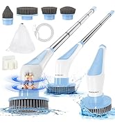 Electric Spin Scrubber, [IPX8 Waterproof] Homtronics Cordless Electric Cleaning Brush with 4 Repl...