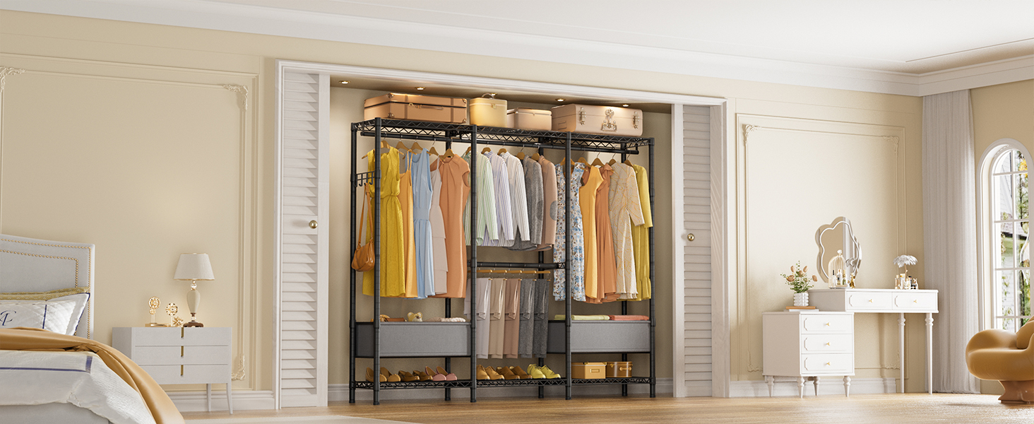 Clothes Rack with Fabric Basket