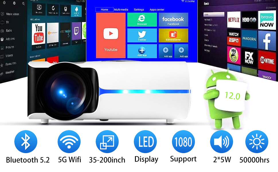 Projector with Bluetooth and WiFi