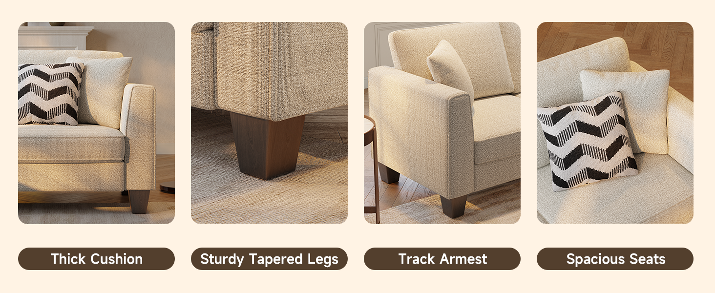 ONBRILL L Shaped Couch, Small Corner Sectional Sofa with 3