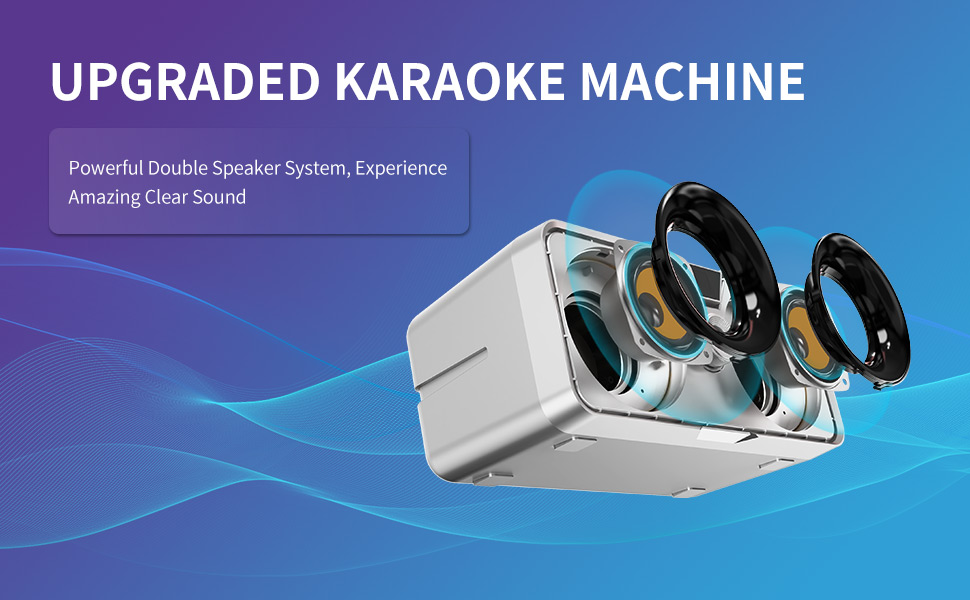M−SOUNDS MS-TW2PBK Karaoke Machine for Adults and Kids with 2 UHF Wireless