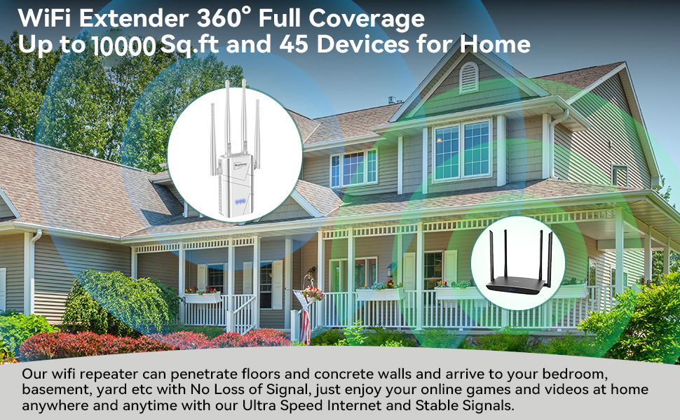 2023 WiFi Extender Signal Booster for Home up to 10000 sq.ft Coverage, Wireless