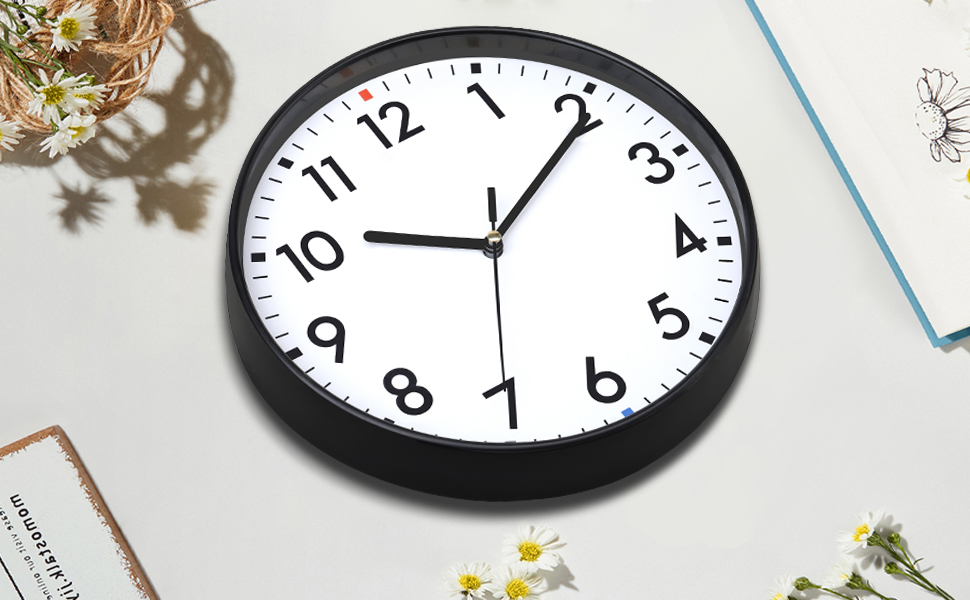 Wall Clock 9 Inch Silent NonTicking Battery Operated