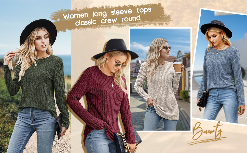 womens tunics tops long sleeve crew neck thermal shirt women fall winter shirts lightweight