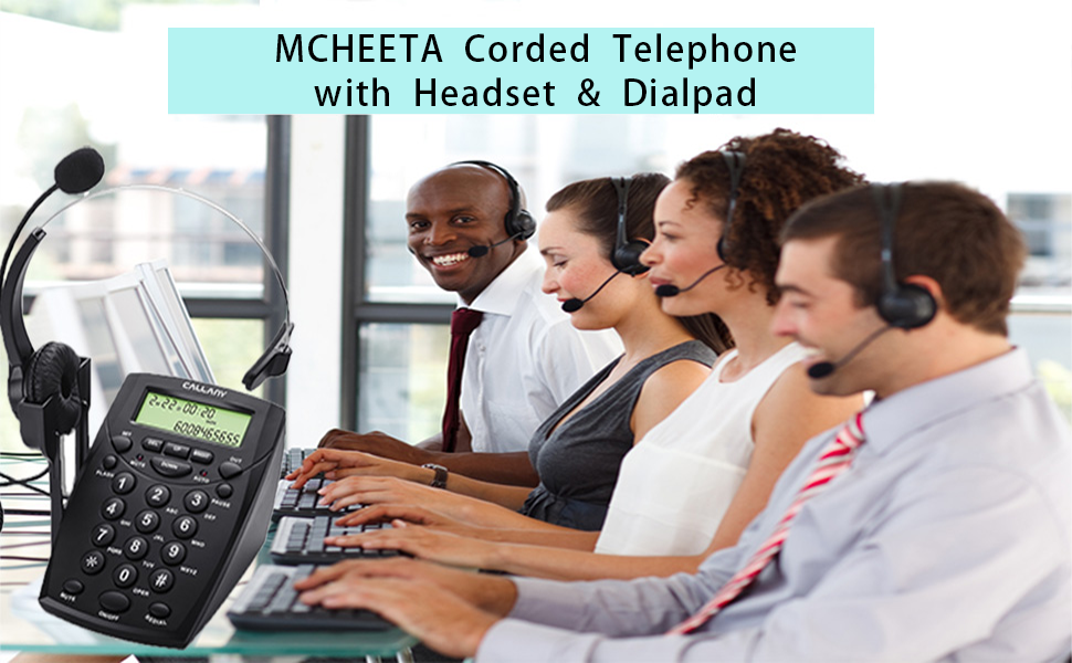 MCHEETA Corded Telephone with Headset & Dialpad