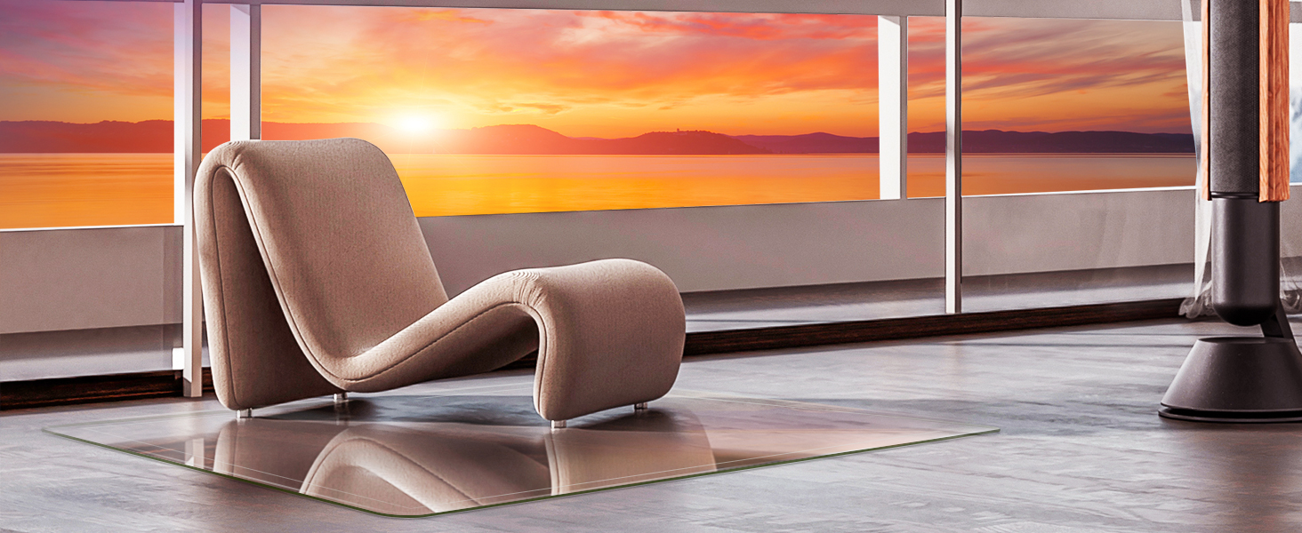 VSARHouse Premium Tempered Glass Chair Mats with Beveled