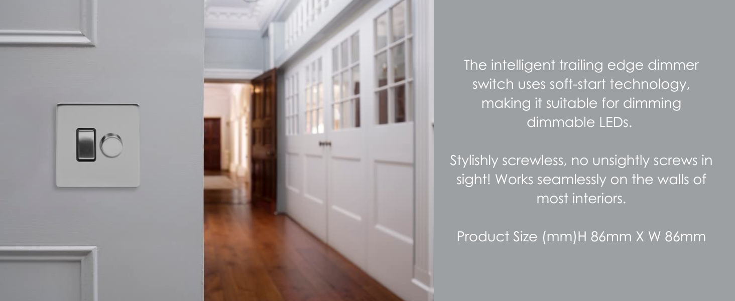 Soho Lighting Brushed Chrome Dimmer and Rocker Switch Combo Light