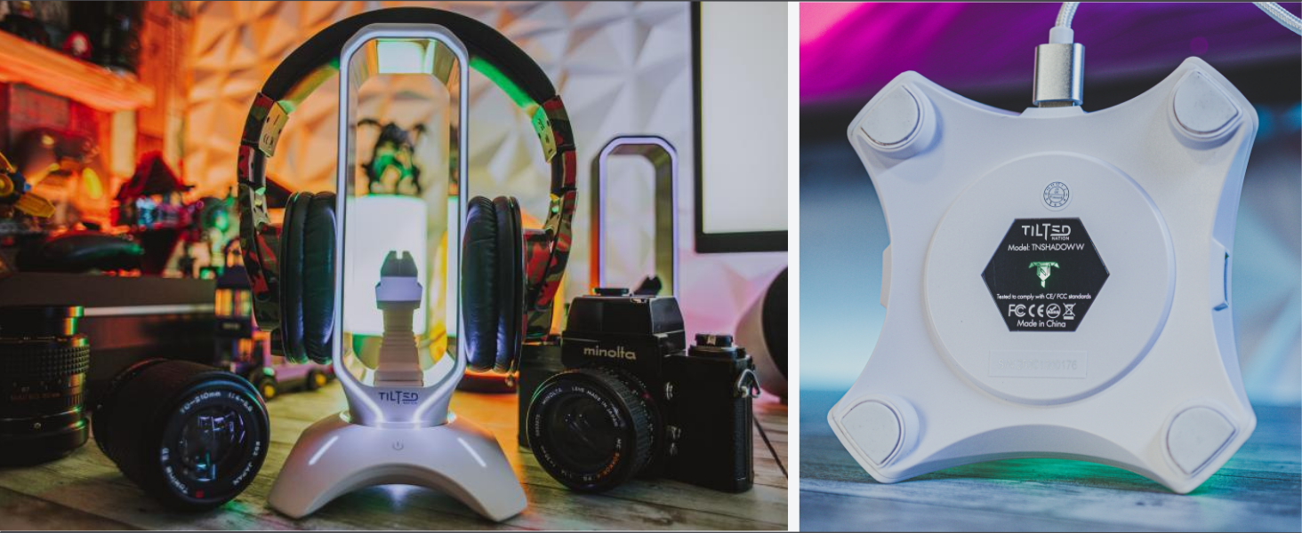 white rgb headset stand