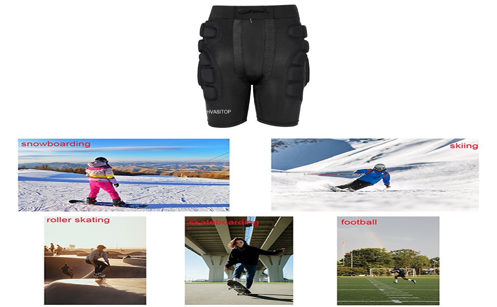 HVASITOP Protective Padded Shorts Hip Pads for Snowboarding Skating Ski