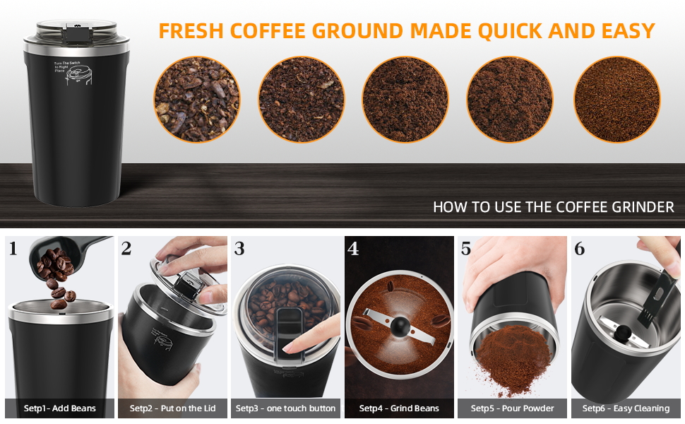 Coffee Grinder, Electric Espresso Coffee Bean Spices Grinder, Coffee