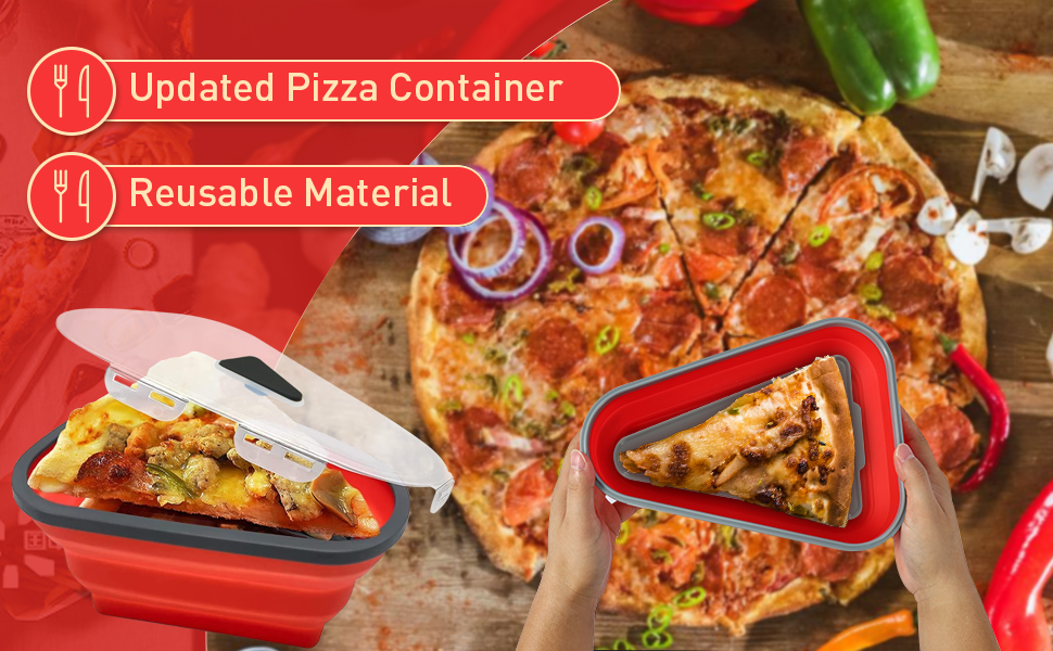 Reusable Pizza Slice Storage Container, Collapsible