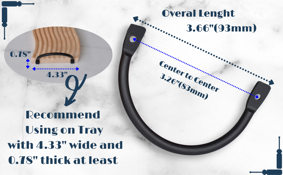 Livale Black Metal Tray Handles Pack of 6 Metal Handles for