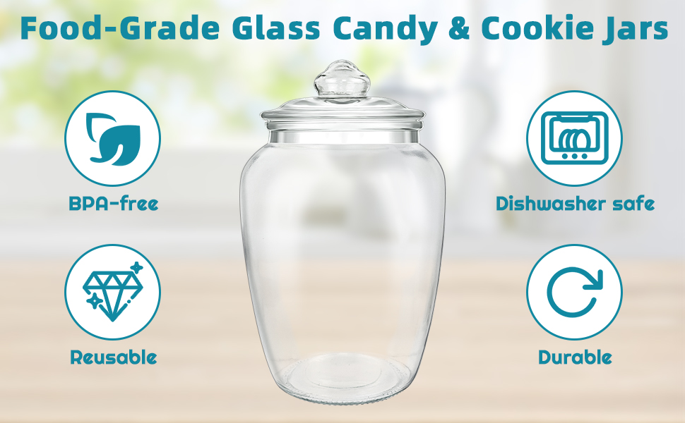 YEXEXINM 2 Pcs 74 oz Glass Candy & Cookie Jars with